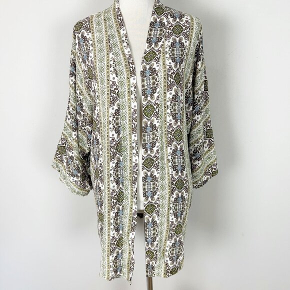 Earthbound Fall Floral Boho Cottage Kimono Open Top Size Small/Medium Women's - Picture 2 of 5